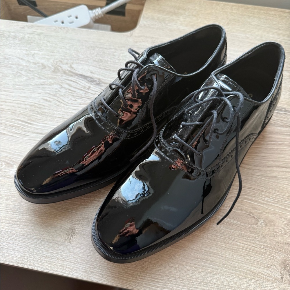 Cole Haan Plain Toe Oxford Black Patent Leather